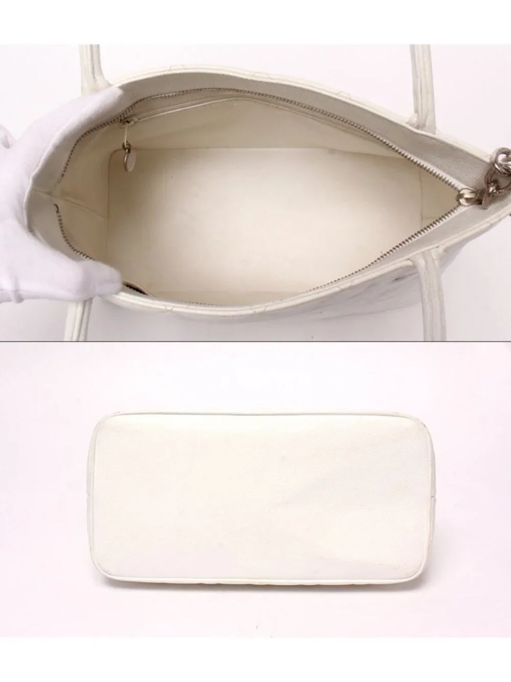 Chanel Tote Shoulder Bag Silver Stand Quilted